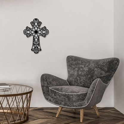Rajukit Geometry Christian Metal Cross Wall Art for Home - color: Geometry