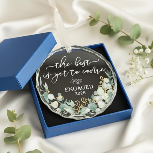 HEXMOZ Engagement Gifts for Couples, Women - Engagement Ornament 2027 - color: Engaged 7 Glass