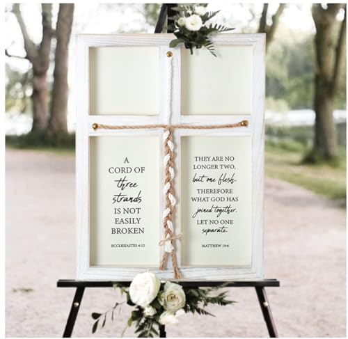LOSOUR A Cord of Three Strands Wedding Sign,17x23in Marriage Devotional for Couples, Wedding Ceremony Sign For Couple, Anniversary Ideas for Couple (Washwhite, 17 * 23) - color: Washwhite, size: 17*23