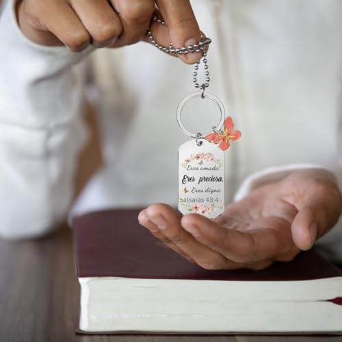 Misdary 12 Pcs Christian Bible Verse Keychain Bulk for Women - style: Spanish