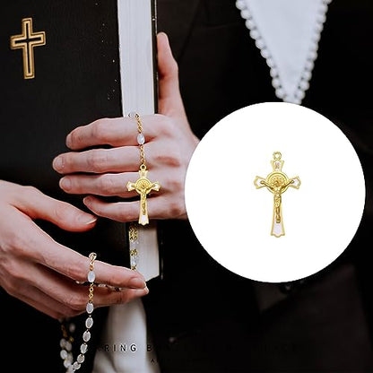12Pcs 6Colors Crystal Rhinestone Cross Charms Alloy Enamel Saint Benedict Medal INRI Crucifix Pendants for Catholic Jewelry Necklace Bracelet Earring Keychain Making DIY Idea Handmade
