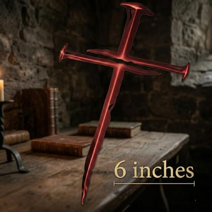 Cross of Nails Sticker - Vinyl Christian Sign Decal, Pack of 2, 6'' (Red) - color: Red
