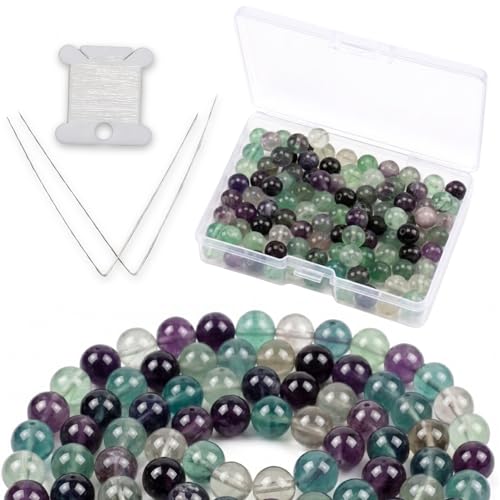 Cherry Tree Collection 100PCS 6mm Fluorite Round Bead Craft Kit - color: fluorite, size: 6mm