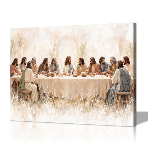 Bright Peaceful Last Supper Picture for Dining Room Christian Wall Art - color: Art-04, size: 24"L x 16"W