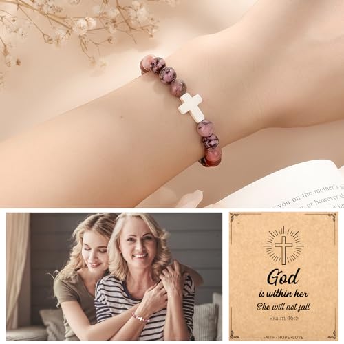 Christian Grandparents - Day Gifts for Women, Religious Cross Bracelet - color: Godis -Red