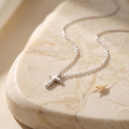 925 Sterling Silver Cross Necklace for Women,Silver Cross Chain Necklace - color: Silver-24