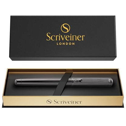 Scriveiner Gun-Metal Rollerball Pen - Stunning Luxury Pen, Schmidt Ink Refill, Best Roller Ball Gift Set for Men & Women, Professional, Executive Office, Nice Pens - color: 21. Gun-Metal