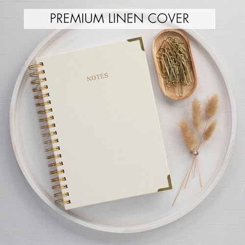 Aesthetic Thick Spiral Notebook Journal For Women in B5 - Linen Hardcover - color: Beige, size: B5