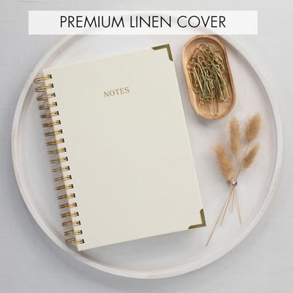 Aesthetic Thick Spiral Notebook Journal For Women in B5 - Linen Hardcover - color: Beige, size: B5