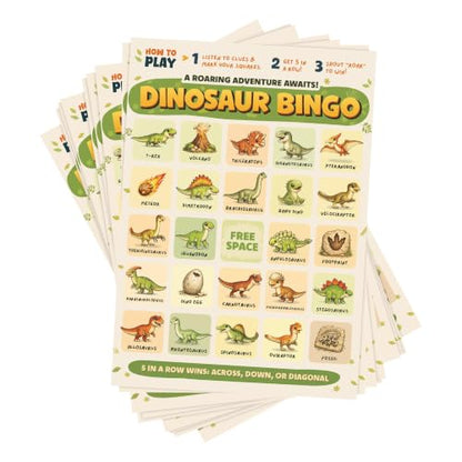 Markt Dinosaur Birthday Bingo Game for Kids, Birthday Party Games, Kids Party Games Supplies, 20 Players - color: Dinosaur Bingo