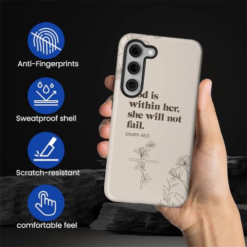 Compatible with Samsung Galaxy S23 Full Body Matte Case Hard Shell Shockproof Screen Lens Protection for Girl Boy Cute Pattern Christian Bible Verse Religious Scripture Jesus - color: Christian Bible Verse Religious Scripture Jesus, size: Samsung Galaxy S