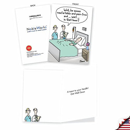 NobleWorks Assortment Pack of 3 Funny Sassy Senior Get Well Greeting Cards with Envelopes, Fell Better Cartoon Humor for Men and Women Variety Pack (3 Designs, 1 Each) Well Wishes VC7989GWG-C1x3 - style: Well Wishes