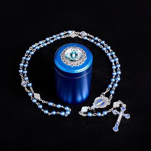 6mm Rosary Beads with Rosary Box, Black Glass Saint Benedict Necklace, Anglican Prayer Beads Catholic Gifts - color: Rosary-6-2