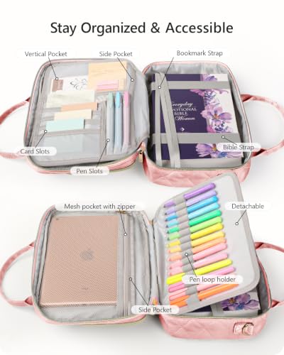 BellaHold Bible Cover Case for Women with All-in-One Bible Journaling Kit - color: Blush Pink