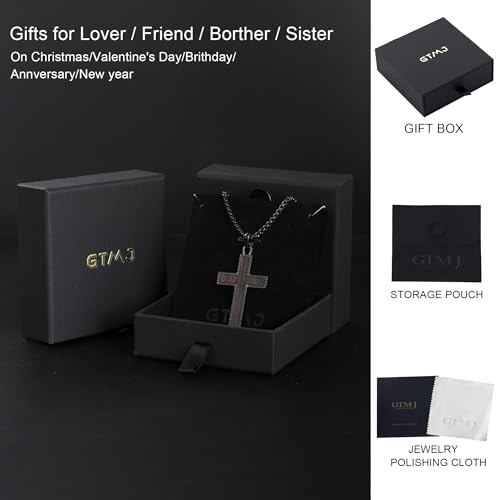 Wooden Cross Necklace for Men With Stainless steel And Black Ebony Adjustable Box Chain 24–26 inches Suitable for Everyday Wear And Christian Gifts for Men - color: Black-E