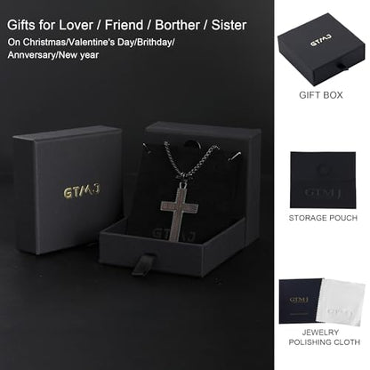 Wooden Cross Necklace for Men With Stainless steel And Black Ebony Adjustable Box Chain 24–26 inches Suitable for Everyday Wear And Christian Gifts for Men - color: Black-E