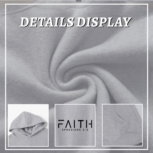 Christian Hoodies for Men Faith Cross Graphic Hoodie Jesus Fleece Sweatshirts Bible Verse Religious Pullover Tops - color: Light Gray, size: X-Large