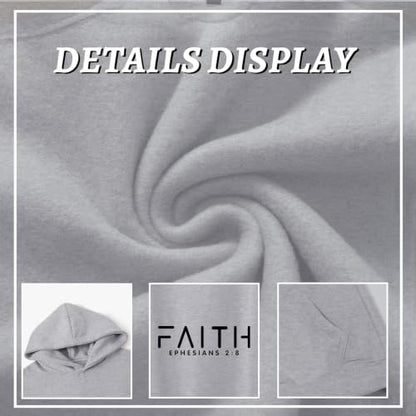 Christian Hoodies for Men Faith Cross Graphic Hoodie Jesus Fleece Sweatshirts Bible Verse Religious Pullover Tops - color: Light Gray, size: Large