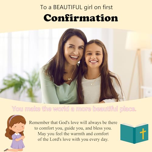 WEDDINEN First Communion Confirmation Baptism Jewelry Gifts for Teens Girls Kids,Cross Heart Necklace for Women Girls Christian Religious Stuffers Jewelry Gifts for Kids - style: Confirmation-Gold