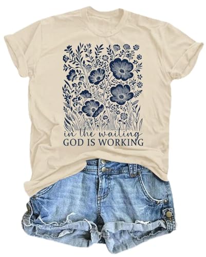 Christian Graphic T Shirt for Women Bible Verse Saying Faith Shirts Jesus Religious Tshirts Inspirational Tees Tops - color: Apricot, size: Medium