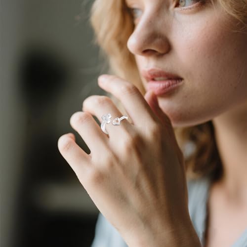 Mustard Seed Cross Ring 925 Sterling Silver Opal/Blue Opal Jewelry Faith Adjustable Ring Gifts for Women Lover - style: Opal Mustard Seed