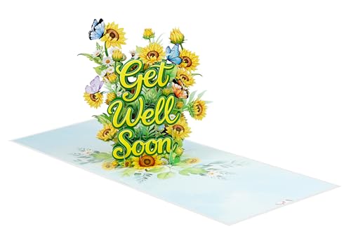 Sunflowers Get Well Soon Cards Pop Up, 3D Encouragement Get Better Soon Card, Colorful Thinking of you 3D for Speedy Surgery Recovery, Feel Better Soon, Kids, Friends (Sunflowers Get Well) - color: Sunflowers Get Well Soon