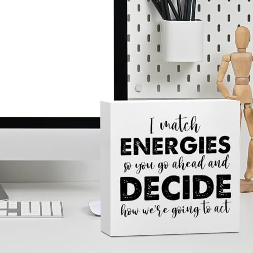 Inspirational Office Desk Decor Motivational White Wooden Box Sign - color: White0374