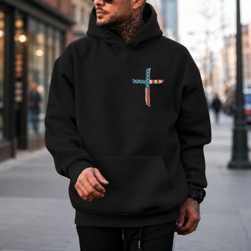 Christian Hoodies for Men God Jesus Cross Faith Religious Christ Hoodie - color: Black1, size: Large