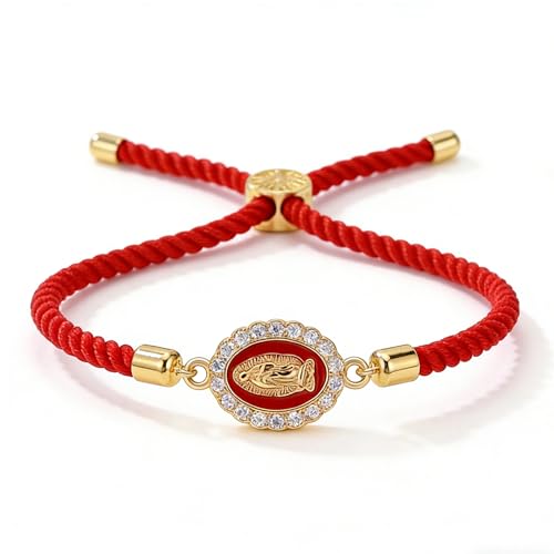 Catholic Bracelets St. Benedict Bracelet Red Rope Double Hole Pendant Couple Woven Bracelets Adjustable Black Bracelet - color: Red 2