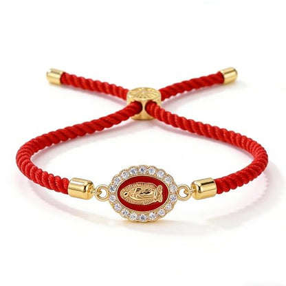 Catholic Bracelets St. Benedict Bracelet Red Rope Double Hole Pendant Couple Woven Bracelets Adjustable Black Bracelet - color: Red 2