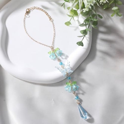 Butterfly Flower Car Rearview Mirror Charm Blue of Valley - color: Blue - Butterfly