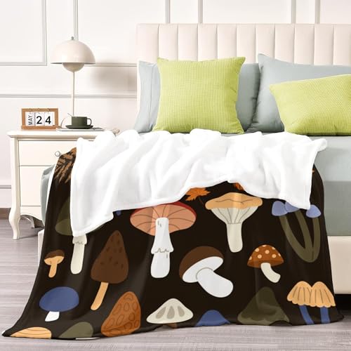 Custom Name Blanket Autumn Mushroom Soft Cozy Harvest Blanket for Boys Girls Kids Adults Personalized Cute Autumn Blankets Halloween Christmas Birthday Gifts - color: Autumu-02