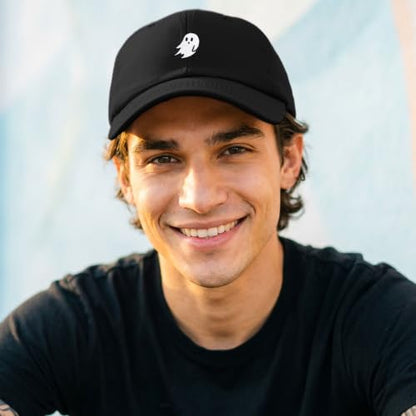 DALIX Ghost Embroidered Mens Womens Cotton Dad Hat Baseball Cap Adjustable - color: Black