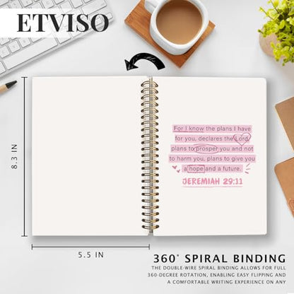 ETVISO Pink Christian Notebook, JEREMIAH 29:11 Christian Journal for Women, Scripture Notebook, Bible note taking, Bible Journal, Hardcover Spiral Notebook 80 Sheets -160 Pages 5.5x8.3 Inch - color: 02-Bible(JEREMIAH 29:11)