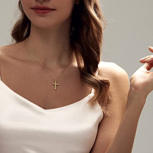 Luxval Cross Necklace for Women -Dainty 14K Gold Plated Cross Necklace Layered Gold Cross Necklace Cross Choker Necklace Gold Cross Necklaces for Women Trendy Gold Jewelry Gifts for Women - color: Gold-Classical Cross