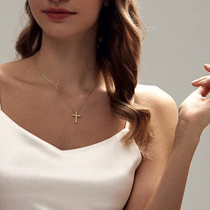 Luxval Cross Necklace for Women -Dainty 14K Gold Plated Cross Necklace Layered Gold Cross Necklace Cross Choker Necklace Gold Cross Necklaces for Women Trendy Gold Jewelry Gifts for Women - color: Gold-Classical Cross