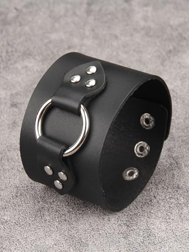 GelConnie Punk Leather Cuff Bracelet Adjustable Straps Wrap Bracelets Arm Armor Cuff Gothic Leather Wristbands for Men, Women - color: MLPB105-Black