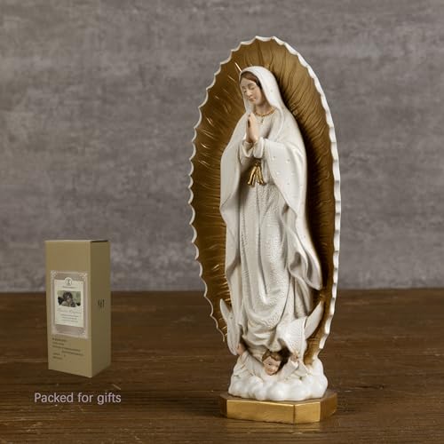 BC Catholic Our Lady of Guadalupe Statue, 7" H Virgen De Guadalupe Figure, Holy Mother Mary Religious Gift, Catholic Decor, Handpainted Renaissance Sculpture Purity & Grace Collection by Buildclassic - color: Gold&white Guadalupe
