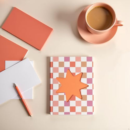 Pearhead Pink & Orange Star Cutout Hardcover Graph Notebook, 6.25x8.25 Grid Journal for Bullet Journaling, Planning & School Notes, 200 Pages - color: Orange Cut-Out Checkered Graph Journal