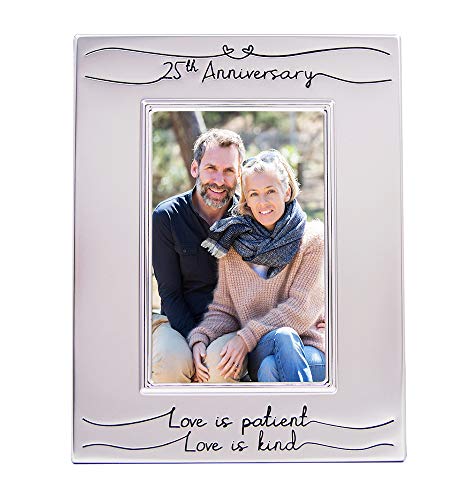 Haysom Interiors Beautiful Two Tone Silver Plated 25th Anniversary 4" x 6" Picture Frame with Black Velvet | Unique and Thoughtful Gift Idea by Happy Homewares - size: 25th Anniversary