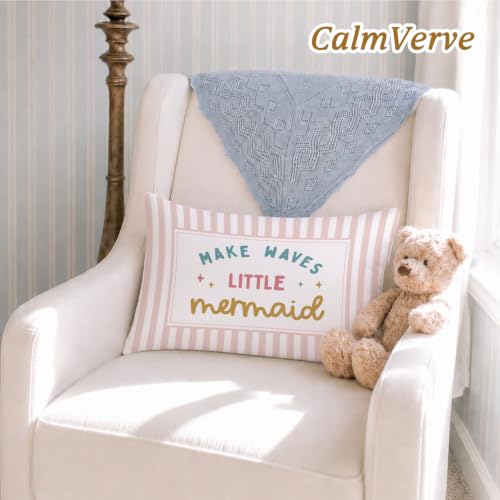 Mermaid Room Decor for Girls 12x20 Pillow Cover - color: Make Waves Little Mermaid-12x20