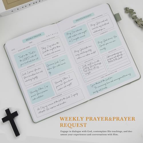 Prayer Journal for Women - 60 Weeks Bible Journal with Prompts, Verse - color: Green