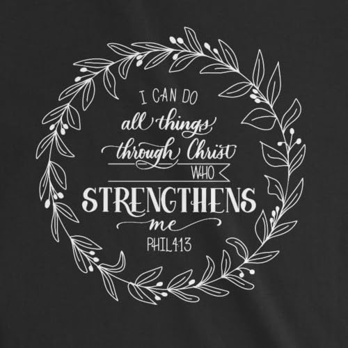 Christian Shirts for Women, Bible Verse Scripture, Jesus Faith Graphic Tee - color: Philippians 4:13 Wreath — Black, size: X-Large