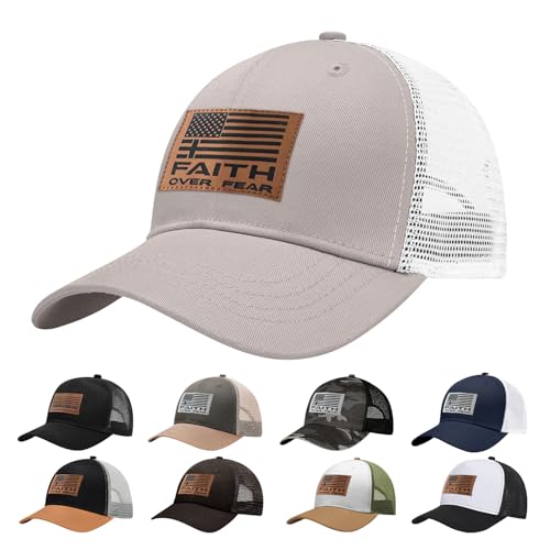 Christian Hats for Men Women, Faith Over Fear Hat - color: Off-white