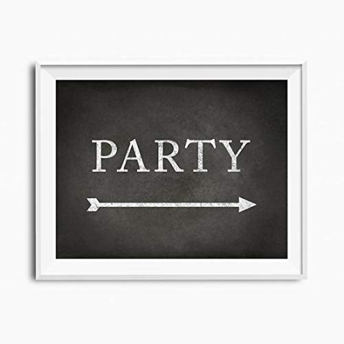 Andaz Press Wedding Party Directional Signs, Vintage Chalkboard Print, 8.5x11-inch, Double-Sided, Party with Big Arrow, 1-Pack - color: Arrow Big Party