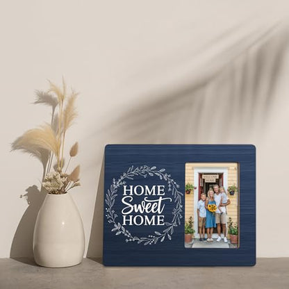 Home Sweet Home Picture Frame, Housewarming Gifts for New Home, New Apartment Photo Frame, Fits 4x6 Photo - color: Cyan