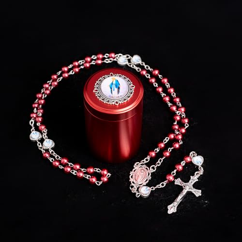 6mm Rosary Beads with Rosary Box, Black Glass Saint Benedict Necklace, Anglican Prayer Beads Catholic Gifts - color: Rosary-6-10
