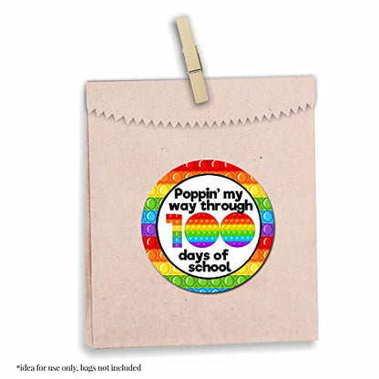 Pop Fidget 100th Day of School One Hundred Days Smarter Encouragement Sticker Labels for Teachers, 40 2" Party Circle Stickers by AmandaCreation, Great for Students to Celebrate 100 Days of Learning - style: Pop Fidget