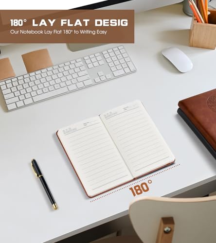 Biuwory A6 Leather Pocket Notebook, 140 Lined Pages Hardcover Small Journal - color: Brown, size: Lined-140 Pages (3.7"×5.7")