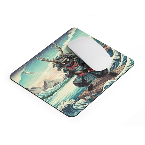 Mouse Pad Cat Samurai Illustration Japanese Funny Mouse Mat Base Rubber Non-Slip Mat Office Laptop Desk Original Gift Cats - color: Japanese